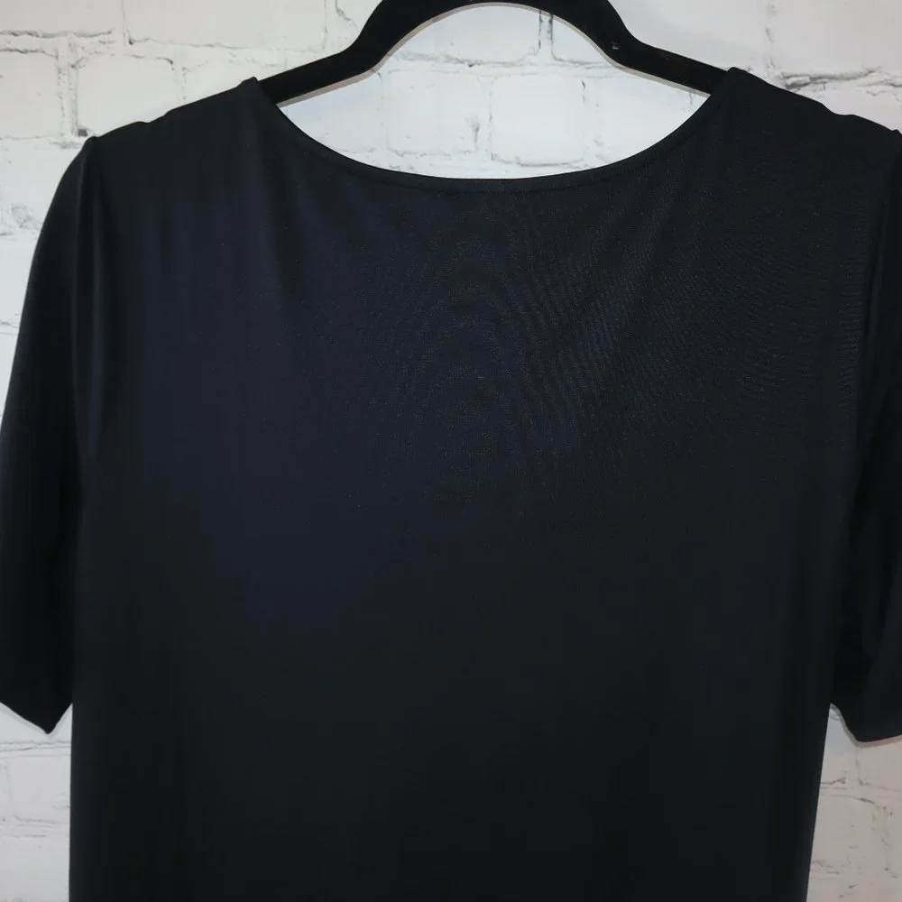 Talbots Black Short Sleeve Faux Wrap Sheath Midi Dress Women's Size 2XP-NWT - Picture 5 of 9
